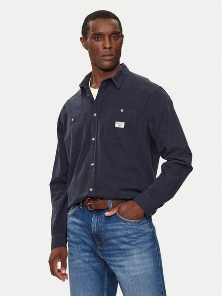 Guess Jeans Koszula M4YH37 WGCF1 Granatowy Regular Fit. Niebieskie koszule męskie Guess Jeans, l, z aplikacjami, z bawełny, bez kołnierzyka, bez ramiączek. Za 179.99 zł.