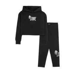 Zestaw zimowy Leone 1947 Lavender Mädchen, bluza z kapturem i legginsy. Czarne bluzy damskie LEONE 1947 APPAREL, bez wzorów, z bawełny. Za 117.88 zł.