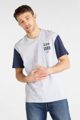 LEE COLOURBLOCK TEE MĘSKI T-SHIRT RELAXED FIT SHARP GREY MELE L60ERE03 112113342. Szare t-shirty męskie Lee, l, bez wzorów, bez kołnierzyka, bez ramiączek. Za 69.99 zł.