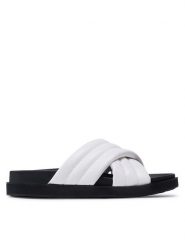 JENNY Klapki TS5130-01 Biały. Białe klapki damskie Jenny, bez wzorów, ze skóry, bez obcasa, bez zapięcia. Za 119.99 zł.