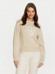 Guess Bluza W5RQ09 K8802 Beżowy Regular Fit. Brązowe bluzy damskie Guess, xxl, z aplikacjami, z bawełny, bez ramiączek, bez kaptura. Za 219.99 zł.
