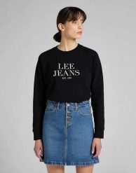 LEE CREW NECK SWS DAMSKA BLUZA BLACK L53ATX01 112140222. Czarne bluzy damskie Lee, l, bez wzorów, bez ramiączek, bez kaptura. Za 139.99 zł.