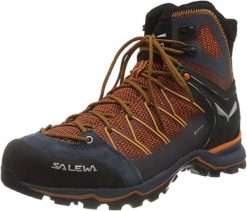 Buty trekkingowe męskie Salewa MS Mtn Trainer Lite Mid Gtx. Brązowe trekkingi męskie Salewa, z materiału, za kostkę, bez zapięcia. Za 875.50 zł.