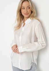 Biała Wiskozowa Koszula o Klasycznym Kroju Sovnella. Białe koszule damskie Born2be, l, bez wzorów, z jeansu, eleganckie, bez kołnierzyka, bez ramiączek. Za 49.99 zł.
