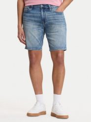 Guess Szorty jeansowe M6GDV2 D1095 Niebieski Regular Fit. Niebieskie szorty męskie Guess, z aplikacjami, z jeansu. Za 429.99 zł.