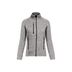 Damska kurtka z cętkowanym zamkiem Kariban. Szare kurtki sportowe damskie KARIBAN, xl, bez wzorów, z dzianiny, bez ramiączek, bez kaptura. Za 229.00 zł.