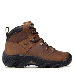 Trekkingi Keen. Brązowe obuwie sportowe damskie Keen, bez wzorów, bez zapięcia, trekkingowe. Za 479.99 zł.