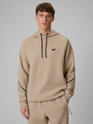 4F Bluza dresowa regular z kapturem męska - beżowa 3XL. Brązowe bluzy męskie 4F, m, bez wzorów, z dresówki, bez ramiączek, z kapturem. Za 199.99 zł.