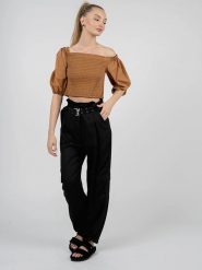 Patrizia Pepe Bluzka | 2C1395 A9B9 | Kobieta | Brązowy. Brązowe bluzki damskie Patrizia Pepe, bez wzorów, z bawełny, bez kołnierzyka, bez ramiączek. W wyprzedaży za 239.00 zł.