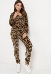 Brązowy 2-Częściowy Komplet Dresowy Welurowy Bluza z Kapturem i Spodnie z Kieszonkami Sarkaia. Brązowe bluzy damskie Born2be, m, bez wzorów, z dresówki, bez ramiączek, z kapturem. Za 79.99 zł.