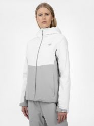 4F Kurtka narciarska membrana 5 000 damska S. Białe kurtki sportowe damskie 4F, na zimę, m, bez wzorów, bez ramiączek, bez kaptura, narciarskie. Za 399.99 zł.