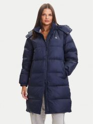 Calvin Klein Jeans Płaszcz zimowy Essential LV047D502G Granatowy Regular Fit. Niebieskie płaszcze damskie Calvin Klein Jeans, na zimę, s, bez wzorów, z jeansu, bez kołnierzyka, bez kaptura. Za 929.99 zł.