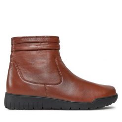 Botki Caprice. Brązowe botki damskie Caprice, bez wzorów, bez obcasa, na płaskiej podeszwie, bez zapięcia. Za 319.99 zł.
