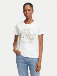 Guess T-Shirt W6BI30 K6051 Biały Regular Fit. Białe t-shirty damskie Guess, xl, z aplikacjami, z bawełny, bez kołnierzyka, bez ramiączek. Za 214.99 zł.
