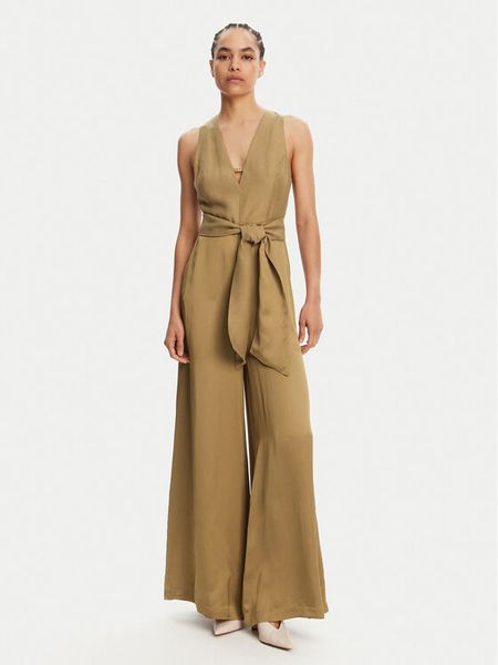 TWINSET Kombinezon 251TT2272 Beżowy Regular Fit. Brązowe sukienki damskie Twinset, bez wzorów, z wiskozy, bez kołnierzyka, bez ramiączek. Za 779.99 zł.