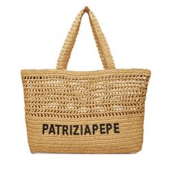 Torebka Patrizia Pepe. Brązowe shopperki damskie Patrizia Pepe, bez wzorów, bez dodatków. Za 549.99 zł.