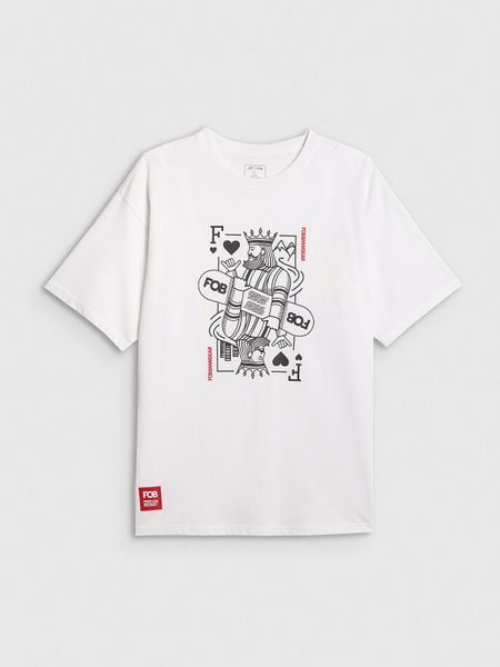 4F T-shirt loose z nadrukiem męski - biały L. Białe t-shirty męskie 4F, l, bez wzorów, z bawełny, bez kołnierzyka, bez ramiączek. Za 79.99 zł.