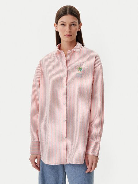 Napapijri Koszula G-Fete NP0A4IFM Różowy Loose Fit. Czerwone koszule damskie Napapijri, xl, bez wzorów, z bawełny, bez kołnierzyka, bez ramiączek. Za 339.99 zł.