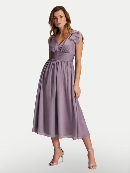 Swing Sukienka koktajlowa 5AH13800 Fioletowy Regular Fit. Fioletowe sukienki damskie Swing, bez wzorów, z syntetyku, wizytowe, bez kołnierzyka, bez ramiączek. Za 389.99 zł.