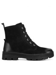 Lasocki Botki WI23-PUSZAN-25 Czarny. Czarne botki damskie Lasocki, bez wzorów, ze skóry, bez obcasa, na płaskiej podeszwie, bez zapięcia. Za 249.99 zł.