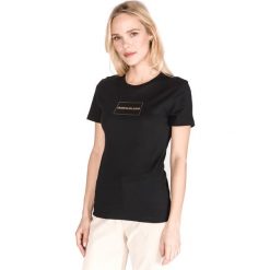Calvin Klein Koszulka Czarny. Czarne bluzki damskie Calvin Klein, m, bez wzorów, z bawełny, bez kołnierzyka, bez ramiączek. Za 204.95 zł.