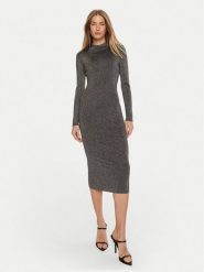 MICHAEL Michael Kors Sukienka dzianinowa MF482KPAFB Srebrny Slim Fit. Szare sukienki damskie MICHAEL Michael Kors, s, bez wzorów, z dzianiny, bez kołnierzyka, bez ramiączek. Za 739.99 zł.