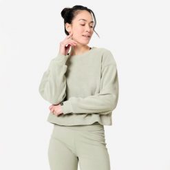 Bluza do jogi damska Kimjaly cocoon. Zielone bluzy damskie KIMJALY, na zimę, s, bez wzorów, z bawełny, sportowe, bez ramiączek, bez kaptura. Za 129.99 zł.
