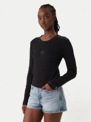 Calvin Klein Jeans Bluzka Monogram LV047A803G Czarny Slim Fit. Czarne bluzki damskie Calvin Klein Jeans, s, bez wzorów, z bawełny, bez kołnierzyka, bez ramiączek. Za 249.99 zł.