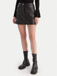 Calvin Klein Jeans Spódnica z imitacji skóry LV044D622G Czarny Regular Fit. Czarne spódnice damskie Calvin Klein Jeans, bez wzorów, z jeansu. Za 469.99 zł.