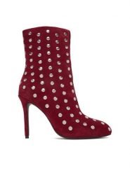 Eva Minge Botki EO-MARY-121949 Bordowy. Czerwone botki damskie Eva Minge, bez wzorów, ze skóry, bez obcasa, na szpilce, bez zapięcia. Za 329.99 zł.