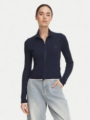 Tommy Jeans Kardigan DW0DW23355 Granatowy Slim Fit. Niebieskie kardigany damskie Tommy Jeans, xs, bez wzorów, z jeansu, bez kołnierzyka. Za 449.99 zł.