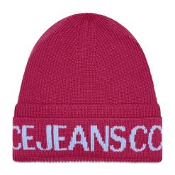 Czapka Versace Jeans Couture. Czerwone czapki damskie Versace Jeans Couture, na zimę, bez wzorów, z jeansu. Za 449.99 zł.