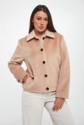 Płaszcz damski krótki z alpaki PESERICO. Płaszcze damskie Peserico, bez wzorów, bez kołnierzyka, bez kaptura. Za 5,049.00 zł.