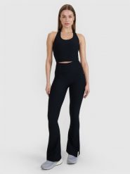 4F Legginsy z rozszerzanymi nogawkami damskie 4F x Anna Lewandowska - czarne S. Czarne legginsy damskie 4F, bez wzorów, z dzianiny. Za 99.99 zł.