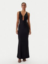 Guess Sukienka wieczorowa O6RK02 KCDE0 Czarny Regular Fit. Czarne sukienki damskie Guess, s, z aplikacjami, z syntetyku, wizytowe, bez kołnierzyka, bez ramiączek. Za 399.99 zł.