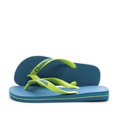 Klapki Havaianas Brasil Logo. Niebieskie klapki damskie Havaianas, bez wzorów, z materiału, bez obcasa, bez zapięcia. Za 163.50 zł.