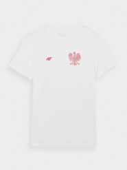 4F Koszulka kibica męska - biała 3XL. Białe t-shirty męskie 4F, m, bez wzorów, z bawełny, bez kołnierzyka, bez ramiączek. Za 49.99 zł.