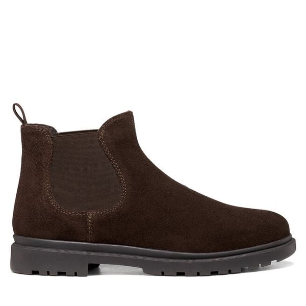 Sztyblety Geox. Brązowe botki męskie Geox, bez wzorów, bez obcasa, bez zapięcia. Za 499.99 zł.