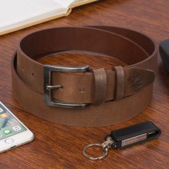 Pasek męski skórzany premium szeroki 4 cm klasyczny brąz licowy Beltimore E43 : Kolory - brązowy, beżowy, Rozmiar pasków - r.130-145 cm. Brązowe paski męskie klasyczne. Za 59.99 zł.