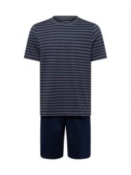 Schiesser Piżama - Casual Essential Mężczyźni Bawełna niebieski|szary, 48. Niebieskie piżamy męskie Schiesser, m, bez wzorów, z bawełny, bez kołnierzyka, bez ramiączek. Za 239.95 zł.