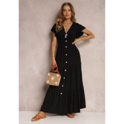 Czarna Sukienka z Wiskozy Lobsy. Czarne sukienki damskie Renee, na co dzień, na lato, l, z aplikacjami, z wiskozy, bez kołnierzyka, bez ramiączek, maxi. Za 64.99 zł.