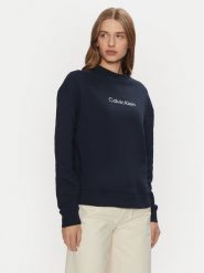 Calvin Klein Bluza K20K205450 Granatowy Regular Fit. Niebieskie bluzy damskie Calvin Klein, s, bez wzorów, z bawełny, bez ramiączek, bez kaptura. Za 279.99 zł.