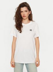 KARL LAGERFELD T-Shirt A1W17025 Biały Relaxed Fit. Białe t-shirty damskie KARL LAGERFELD, s, bez wzorów, z bawełny, bez kołnierzyka, bez ramiączek. Za 239.99 zł.