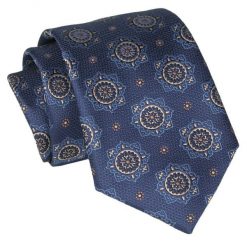 Krawat - ALTIES - Granatowy, Grochy. Niebieskie krawaty i muchy Alties, bez wzorów, z tkaniny, eleganckie. Za 49.00 zł.
