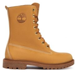 Trzewiki Timberland. Brązowe botki damskie Timberland, bez wzorów, bez obcasa, na płaskiej podeszwie, bez zapięcia. Za 899.99 zł.
