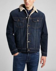 LEE SHERPA JACKET DARK SIDNEY L87BSGSU 112140974. Płaszcze męskie Lee, l, bez wzorów, z jeansu, bez kołnierzyka, bez kaptura. W wyprzedaży za 259.99 zł.