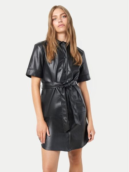 Noisy May Sukienka z imitacji skóry Andy 27026068 Czarny Regular Fit. Czarne sukienki damskie Noisy May, xs, bez wzorów, ze skóry, bez kołnierzyka, bez ramiączek. Za 129.99 zł.