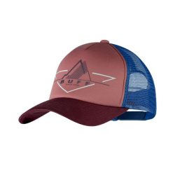Czapka z daszkiem BUFF® TRUCKER CAP. Czerwone czapki damskie Buff, bez wzorów, z materiału, sportowe. W wyprzedaży za 99.99 zł.