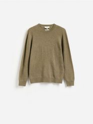 Sweter z wełną merino i kaszmirem - oliwkowy. Zielone swetry męskie Reserved, l, bez wzorów, z kaszmiru, bez kołnierzyka, bez ramiączek. Za 299.99 zł.