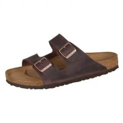 Klapki męskie Birkenstock Arizona Habana Naturleder. Brązowe klapki męskie Birkenstock, bez wzorów, z materiału, bez zapięcia. Za 399.00 zł.